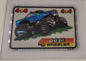 4 WHEELER 4x4 MONSTER TRUCK 1980's SELECTRA Prism VENDING MACHINE STICKER CARD - Picture 1 of 3