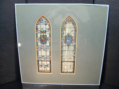 Boceto a tinta original diseño ventana vitral final paloma/arco de C. Kelm  Foto 1 de 4