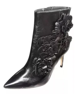 Zara Ankle Boots 37, US 6.5 Leather Floral 6076/201/040 - Picture 1 of 8