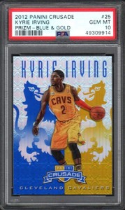 2012 Panini Crusade #25 KYRIE IRVING RC Prizm-Blue & Gold PSA 10 GEM MINT POP 10