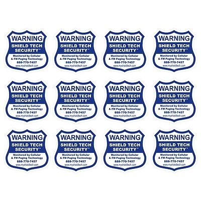 12 FRONT ADHESIVE WINDOW DECALS -WARNING STICKER ALARM SECURITY SYSTEM PK A - Image 1 of 4