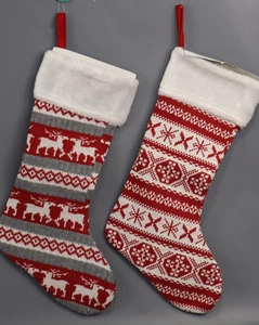 Calze Natalizie 22 Pollici 1 Set 2 Assortite Maglia Rossa - Foto 1 di 4