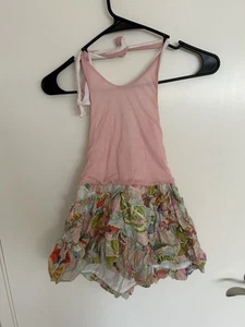 Dew Drops Couture Girls Dress Size 7 Pink Princess Layered Floral Halter Top Tie - Picture 1 of 9