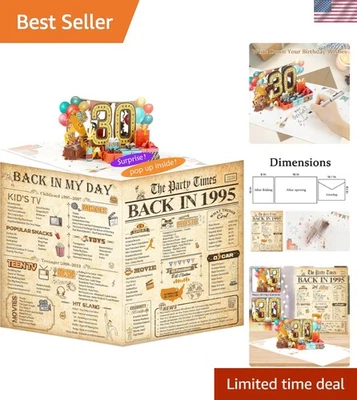 Elegante Tarjeta de Cumpleaños 30 Vintage - Regalo Pop-Up 3D con Espacio de Mensajes Personales Foto 1 de 4