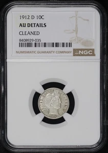 1912-D Barber Dime NGC AU Details Cleaned - Picture 1 of 2