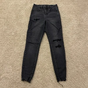 American Eagle Size 2 Black Curvy Hi-Rise Jegging Cozy Stretch Women Jeans Denim - Picture 1 of 9