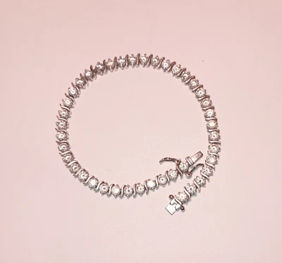 Pulsera tenis plata de ley 925 circonita cúbica 12,5 gr 7,75 pulgadas x 5 mm Foto 1 de 4