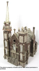 ANTIKE DOPPELVOGELHAUSKIRCHE AUS HOLZ ANFANG 1900 HANDGEFERTIGT - Bild 1 von 15