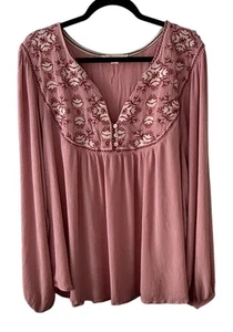 Nurture by Westbound Bluse Damen 3x Bauern Boho rosa bestickt Übergröße - Bild 1 von 7