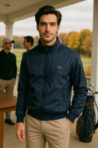 VTG Lacoste 80er Jahre Full Zip Jacke Windbreaker Packable Hood Herren Größe Large - Bild 1 von 18