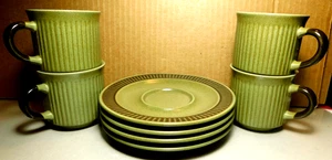 Sears Rehbock ~ Steinzeug Stil # 4197 grün & braun strukturierte Bänder Vintage 1970er - Bild 1 von 22