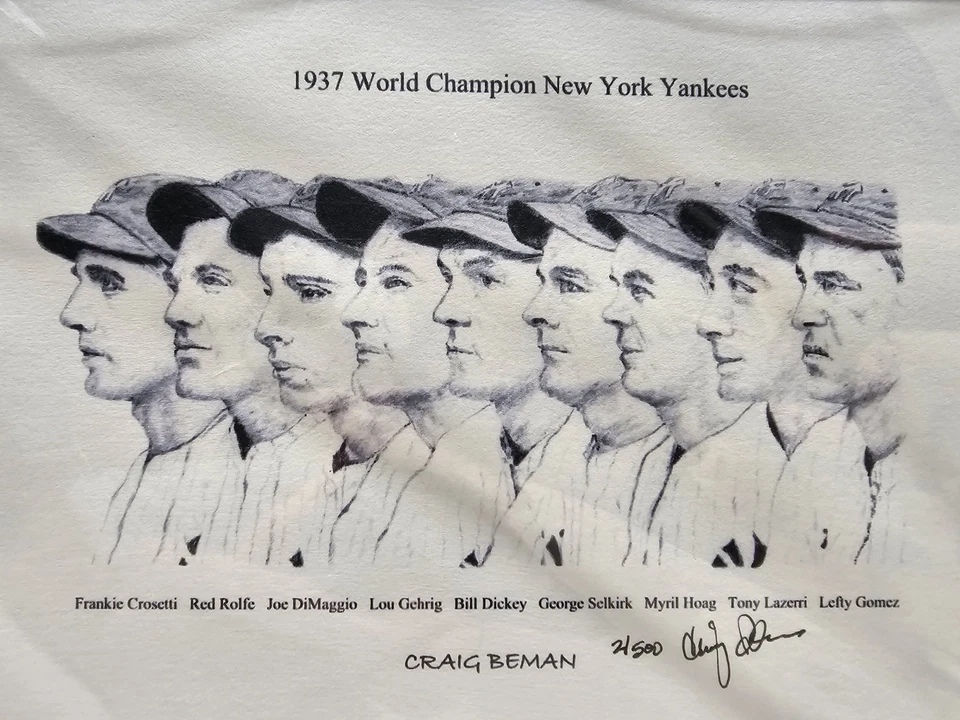 New York Yankees MLB 1937 WS Print Artist Craig Beman #'d & Signed - Image 1 of 3