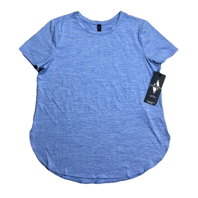 Camiseta túnica Skechers GO DRI Swift para mujer L azul cuello redondo ropa deportiva TS105 Foto 1 de 4