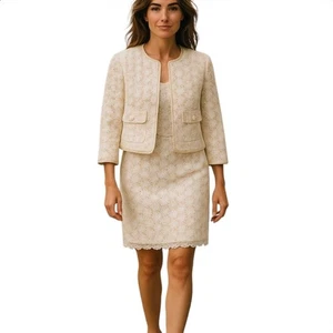 Talbots Daisy Lace Overlay Blazer 8P Skirt 6P Suit Set  - Picture 1 of 18