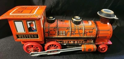 Tren de juguete de hojalata litográfico occidental juguetes modernos de colección ~ funciona con pilas ~ PROBADO/FUNCIONA Foto 1 de 4