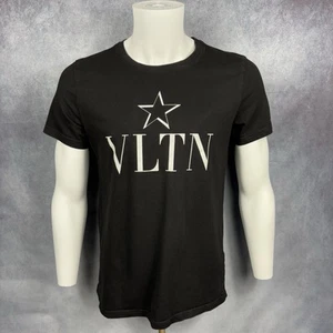 Valentino Men's T-Shirt Black Size XL Short Sleeve Made in Italy Big Logo Cotton - Picture 1 of 9