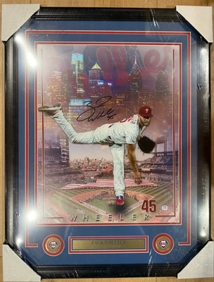 Zack Wheeler Phillies Signed 16x20 Photo Framed - PSA COA - Image 1 of 3