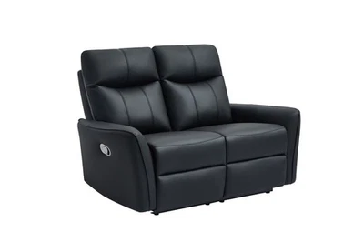 UK LEISURE WORLD LAZY BOY BLACK BONDED RECLINER LEATHER SOFA SUITES SETTEE TWO TWIN 2 SEATER