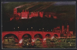 Künstler-AK Heidelberg, Schlossbeleuchtung - Picture 1 of 2