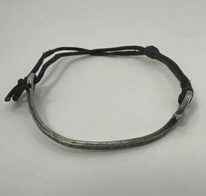 Retired James Avery Sterling Silver & Leather Hook On Hammered 8.5” Bracelet 9g - Picture 1 of 6