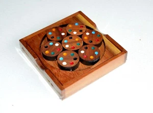 Handmade Colour Match 7 Piece Wooden  Puzzle Brain-Teaser, IQ Intelligence Games - Picture 1 of 9