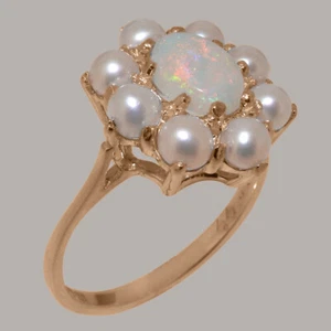 Damen-Cluster-Ring 9 kt Rotgold natürlicher Opal & Zuchtperlen - Größen 4 bis 12 - Bild 1 von 4