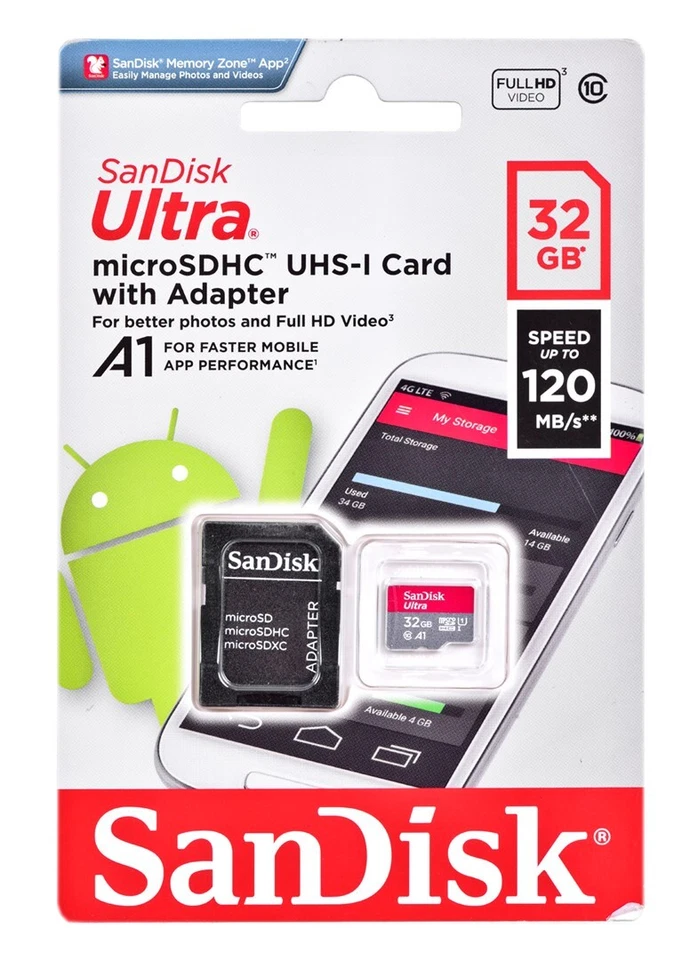 619659184155 Sandisk SDSQUAR-032G-GN6MN Speicherkarte 32 GB MicroSDHC Klasse 10  - Bild 1 von 1