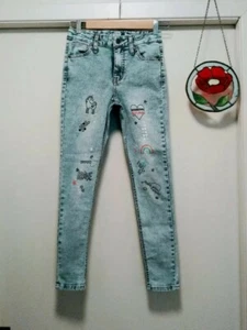 Cat & Jack Jeggings Girls Size 12 Light Wash High-rise Skinny Decals - Picture 1 of 7