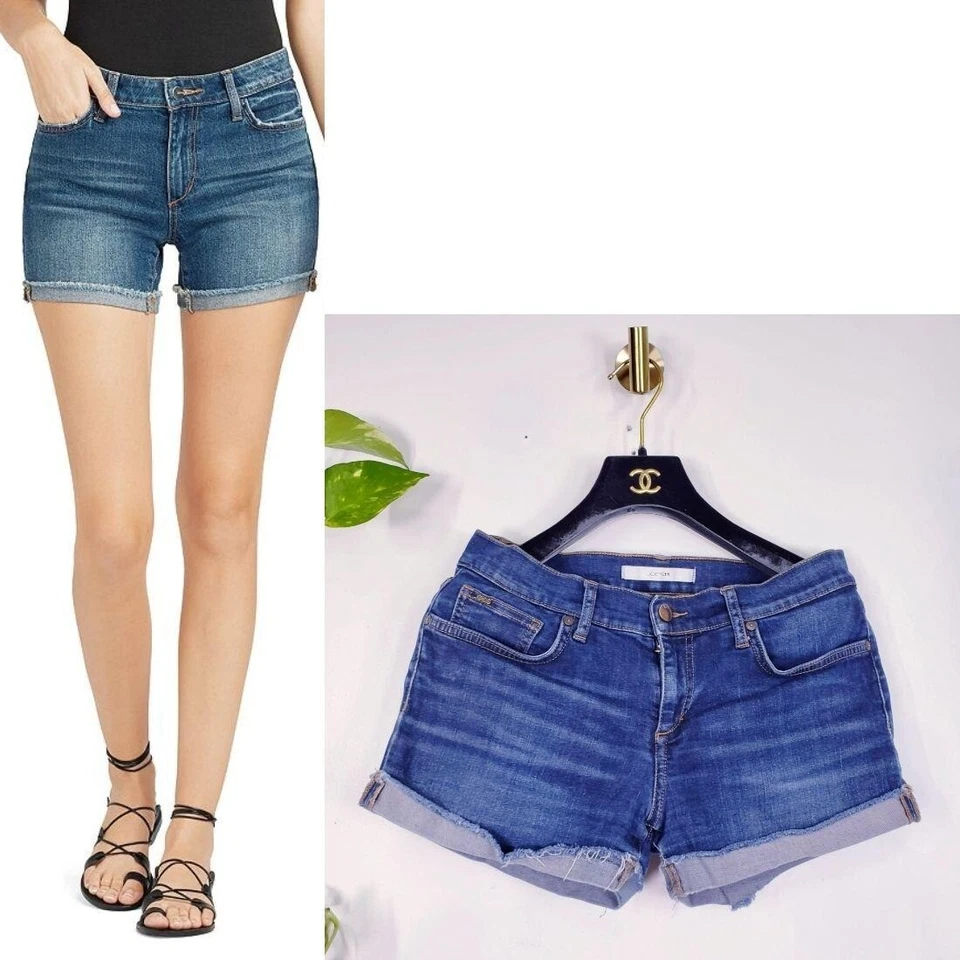 Womens Jorts Raw Hem Shorts 28 Blue Cuffed Denim Frayed Casual JOEs Jeans Y2K - Image 1 of 4