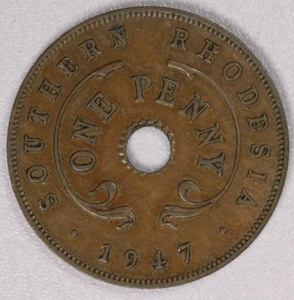 1947 Southern Rhodesia 1 Cent Penny Coin-AU - Picture 1 of 2