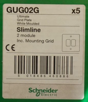 Schneider Ultimate GUG02G White Slimline Moulded Grid Plate 2G (Box of 5)