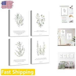Christian Scripture Wall Art - Bible Verse Botanical Painting Picture Set - Picture 1 of 8