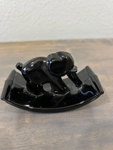 Black Glass Rocking Elephant Figurine Ink Blotter 3" - Picture 1 of 5
