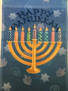NCE~Bandera Menorá Vintage 2001 “Happy Hanukkah”~12 1/2”X18” NUEVA~ENVÍO RÁPIDO - Imagen 1 de 3