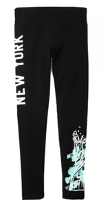 Justice Girls Leggings Blue 10 Full Length Elastic Waistband New York Theme - Picture 1 of 12