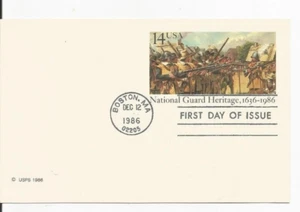 Cartolina Stati Uniti 1° giorno Iss. National Guard Heritage 12/12/85 Boston MA timbro postale VG+ - Foto 1 di 1