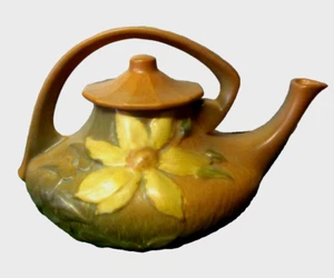 Tetera vintage Roseville Pottery marrón clemátide con tapa. 5. Usado en excelente estado - Imagen 1 de 8