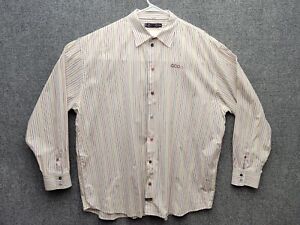 Coogi Shirt Mens 4XL White Striped Button Up Long Sleeve Big & Tall 