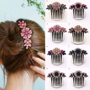 Crystal Rhinestones Flower Hair Comb Clip Hairpins Bridal Wedding Women Headwear