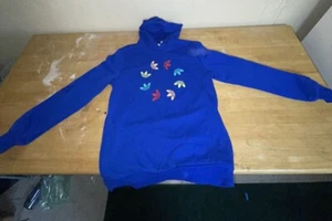 Adidas Originals Juniors All Over Logo Printed Blue Hoodie Youth Size XL 15-16 - Picture 1 of 11