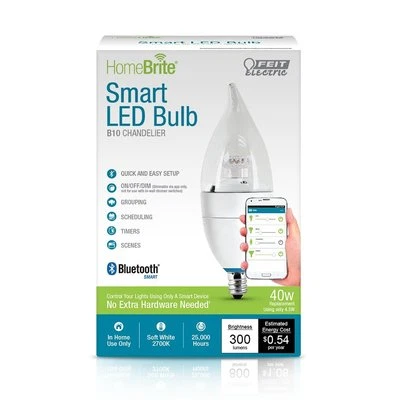 2 x Feit Electric CFC/300/LED/HBR 40W Equivalent (3000K) B10 Dimmable Bluetooth  - Image 1 of 4