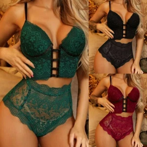 Women Sheer Lace Push-Up Bra Set Panties Bras Underwear Sets Lingerie Nightwear† - Picture 1 of 10