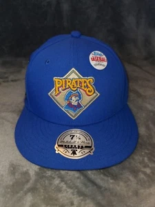 PITTSBURGH PIRATES TOPPS MITCHELL & NESS BLUE YELLOW FITTED MENS HAT SZ 7 1/8 - Picture 1 of 9
