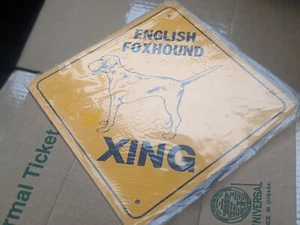 Large Yellow Aluminum English Foxhound Crossing Sign - Picture 1 of 4