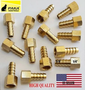 2 PC- 3/8" HOSE BARB X 1/4" FEMALE NPT Brass Pipe Fitting NPT Thread Gas Fuel Wa - Picture 1 of 3