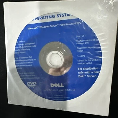 Dell Microsoft Windows Server 2008 R2 Std SP2 Install DVD 0CPTT5 (no key) SEALED - Image 1 of 2