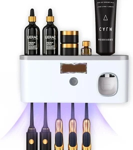 Toothbrush Holder UV Light Sterilizer Cleaner and Automatic Toothpaste Dispenser - Picture 1 of 9