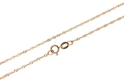 COLLAR CADENA SINGAPUR ORO ITALIANO ROSA MACIZO 14K 1MM 22" Foto 1 de 4