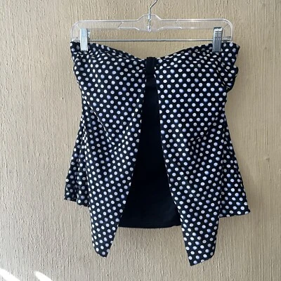 Croft & Barrow Tankini swim Top size 10 blue White Swimsuit strapless flyaway - Image 1 of 4