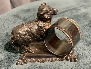 SELTENER BARBOUR SILBER VIERFACH PLATTIERTER FIGURALER SERVIETTENRING SCHAF - Bild 1 von 7